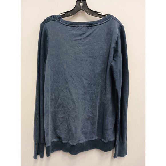Natural Reflection Womens BOHO Sweatshirt Medium Blue Cable Knit Boxy Pullover - Picture 10 of 11
